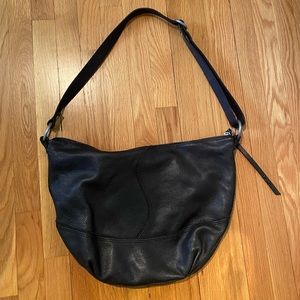 Lucky Brand Black Leather Hobo Crossbody Bag
